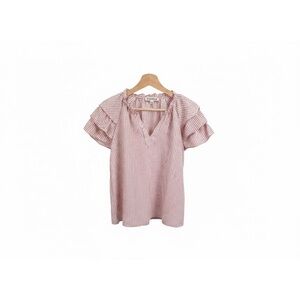 Nanette Lepore Pink Gingham Ruffle Blouse | Size S | Cottagecore Feminine Coquet